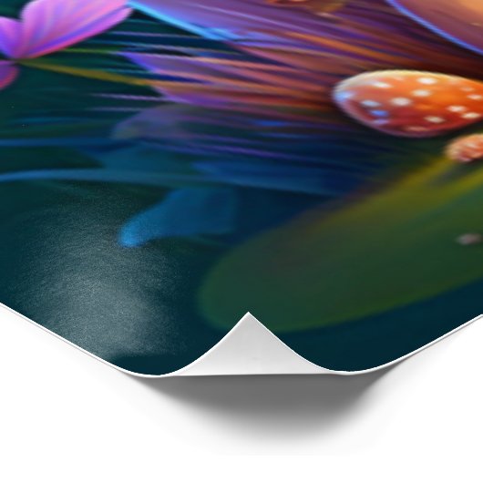 Grüne Pilze im Feld Poster (Ecke)