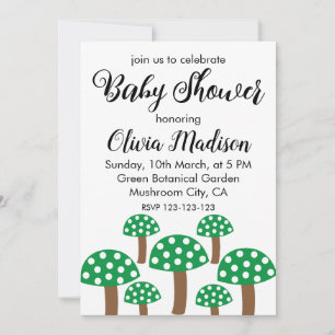 Grüne Pilze Mädchen Baby Shower Einladung