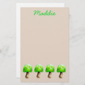 Grüne Pilzfarbe niedliche Pilze Briefpapier (Vorne/Hinten)