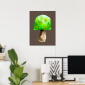 Grüne Pilzfarbe niedliche Pilze Poster (Heimbüro)