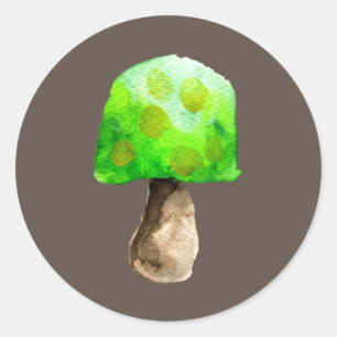 Grüne Pilzfarbe niedliche Pilze Runder Aufkleber