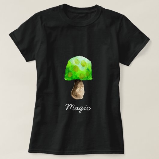 Grüne Pilzfarbe niedliche Pilze T-Shirt (Design vorne)