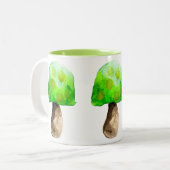 Grüne Pilzfarbe niedliche Pilze Zweifarbige Tasse (Vorderseite Links)