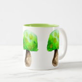Grüne Pilzfarbe niedliche Pilze Zweifarbige Tasse (VorderseiteRechts)
