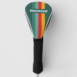 Grüne Pin-Stripierung mit Namen Golf Headcover