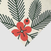 Grüne Pine Red Holly Berries Schneeflocken Urlaub Seidenpapier (Ausschnitt)