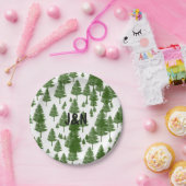 Grüne Pine Tree Rustic Country Wedding Teller (Party)