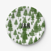 Grüne Pine Tree Rustic Country Wedding Teller (Vorderseite)