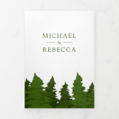 Grüne Pine Trees Foto Forest Wedding Dreifach Gefaltete Einladung (Cover)