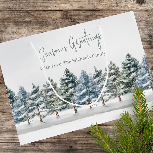 Grüne Pine Trees Weihnachten Personalisiert Große Geschenktüte