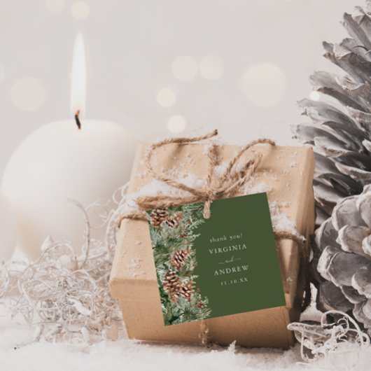 Grüne Pine Wedding Geschenkanhänger