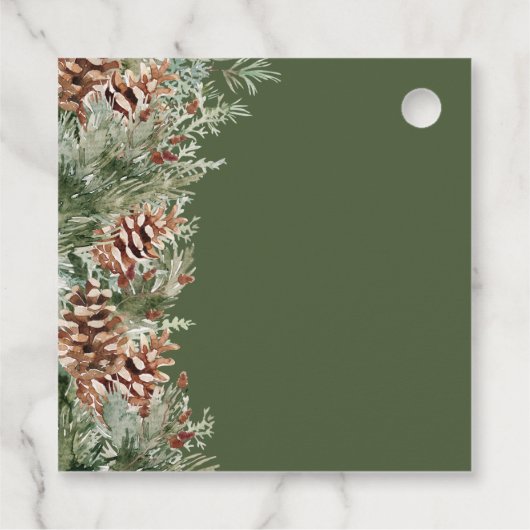 Grüne Pine Wedding Geschenkanhänger (Rückseite)