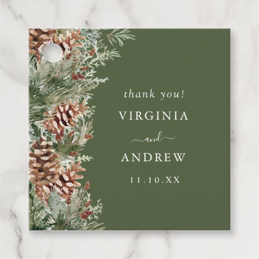 Grüne Pine Wedding Geschenkanhänger (Vorderseite)