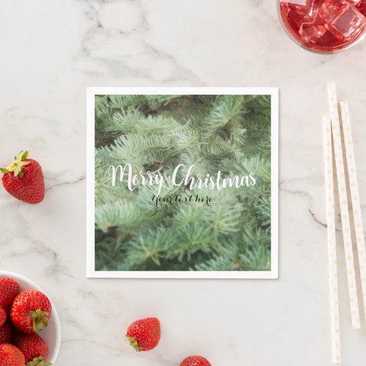 Grüne Pine Weihnachtsbäume Land Rustikaler Urlaub Serviette (Beispiel)