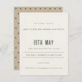 Grüne Pine Woods Mountain Sketch Hochzeit Detail Begleitkarte (Vorne/Hinten)