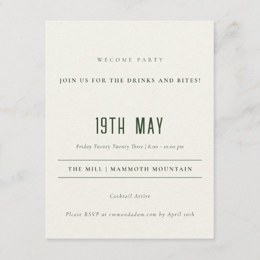 Grüne Pine Woods Mountain Sketch Hochzeit Detail Begleitkarte (Vorderseite)