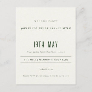 Grüne Pine Woods Mountain Sketch Hochzeit Detail Begleitkarte