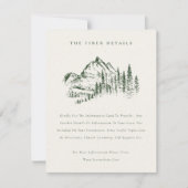 Grüne Pine Woods Mountain Sketch Hochzeiten Detail Einladung (Vorderseite)