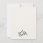 Grüne Pine Woods Mountain Sketch Hochzeiten Detail Einladung (Rückseite)