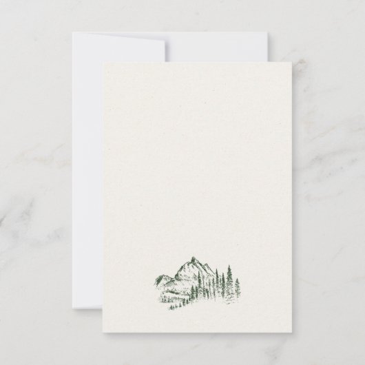 Grüne Pine Woods Mountain Sketch Wedding RSVP Einladung (Rückseite)