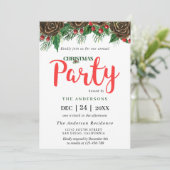 Grüne Pinecone Pinecone Pinecone Branches Weihnach Einladung (Stehend Vorderseite)