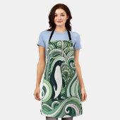 Grüne Pinguine im Grünen im Schatten der Kunst Schürze (Getragen)