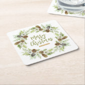 Grüne Pinien Weihnachtsfeier 2 Rechteckiger Pappuntersetzer (angewinkelt)