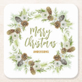 Grüne Pinien Weihnachtsfeier 2 Rechteckiger Pappuntersetzer (Vorderseite)