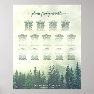 Grüne Pinienbäume 14 Tabelle Hochzeitsdiagramm Poster