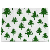 Grüne Pinienbäume auf Weiß Große Geschenktüte (Vorderseite)