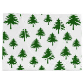Grüne Pinienbäume auf Weiß Große Geschenktüte (Rückseite)