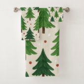 Grüne Pinienbäume Holiday Wasserfarbe Botanische K Badhandtuch Set (Insitu)