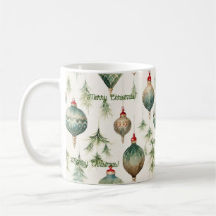 Grüne Pinienbäume und Ornamente Tasse