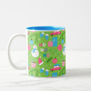 Grüne Pink Blaue Schneemänner Weihnachtsdekoration Zweifarbige Tasse