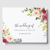 Grüne Pink Blush Blues Hochzeit Gästebuch (Vorderseite)