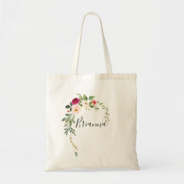 Grüne Pink Blush Blumenrädchen Tote Tasche