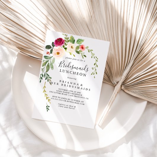 Grüne Pink Blush Bridesmaids Dusche Luncheon Einladung