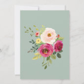 Grüne Pink Blush Lässige Hochzeit Einladung (Rückseite)