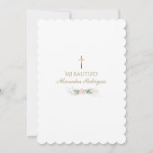 Grüne Pink Floral Spanisch Mi Bautizo Taufe Einladung (Rückseite)