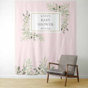 Grüne Pink Girl Baby Shower Foto Hintergrund Wandteppich