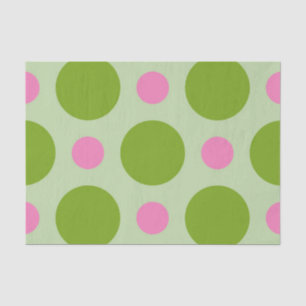 GRÜNE & PINK GROSSE POLKA-DOTEN SEIDENPAPIER