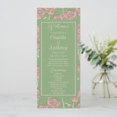 Grüne Pink Rose Retro Y2K 70er Blumenmuster Programm (Stehend Vorderseite)