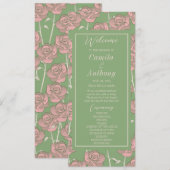 Grüne Pink Rose Retro Y2K 70er Blumenmuster Programm (Vorne/Hinten)