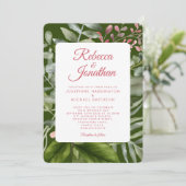 Grüne Pink Smaragdgrüne Foliage Hochzeit Einladung (Stehend Vorderseite)