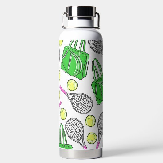Grüne Pink Tennis Racquet Beutel Beutel Preppy Trinkflasche (Rückseite)