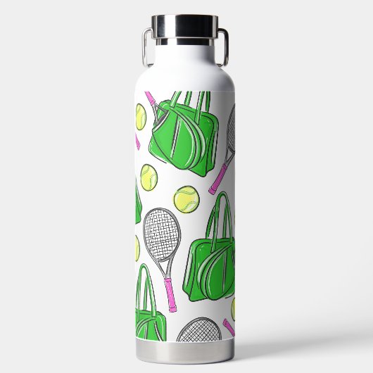 Grüne Pink Tennis Racquet Beutel Beutel Preppy Trinkflasche (Vorderseite)