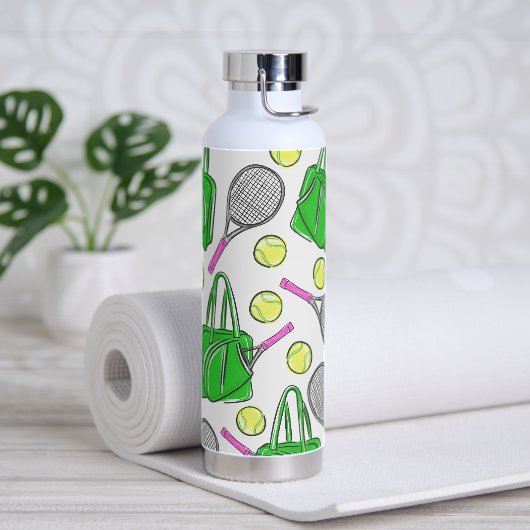 Grüne Pink Tennis Racquet Beutel Beutel Preppy Trinkflasche (Yoga)