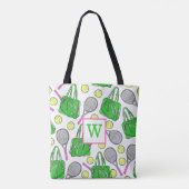 Grüne Pink Tennis Racquet Tag Balls Initial Tasche (Rückseite)