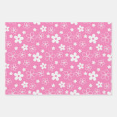 GRÜNE PINK WHITE DAISY BLUME & STREIFEN GESCHENKPAPIER SET (Vorderseite 2)