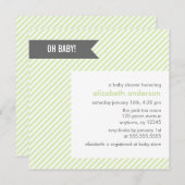 Grüne Pinstripes Babydusche Einladung (Vorne/Hinten)